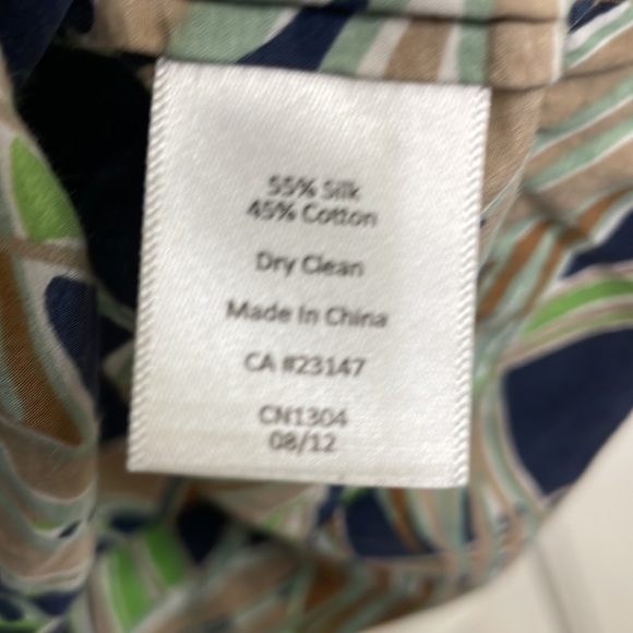 Talbots blouse size 8 blue, brown, green pattern - Picture 3 of 6